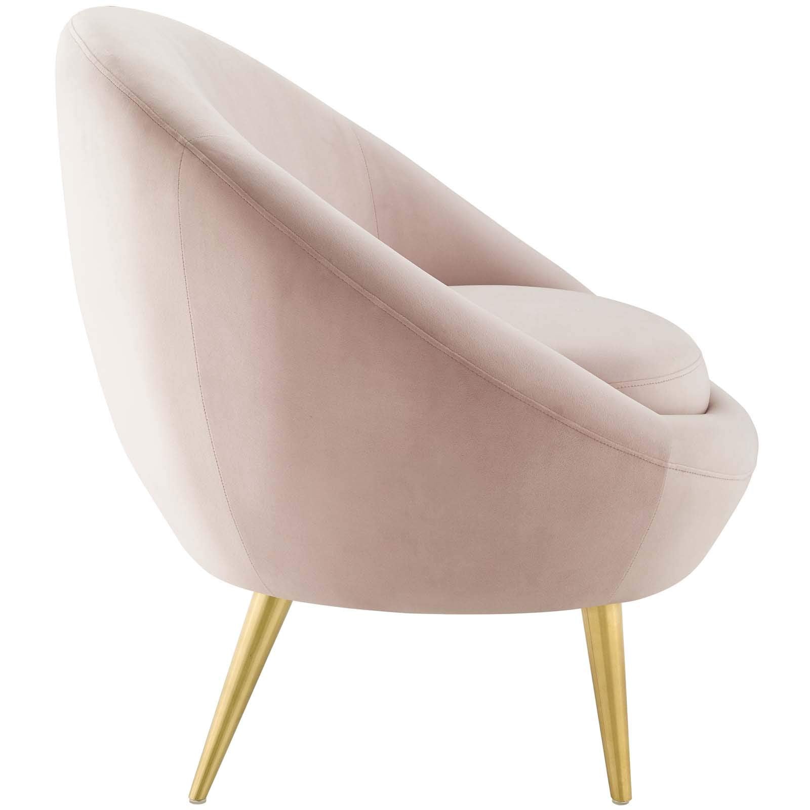 Modway Circuit Modern Performance Velvet Curved Back Accent Lounge Living Room Chair In Pink